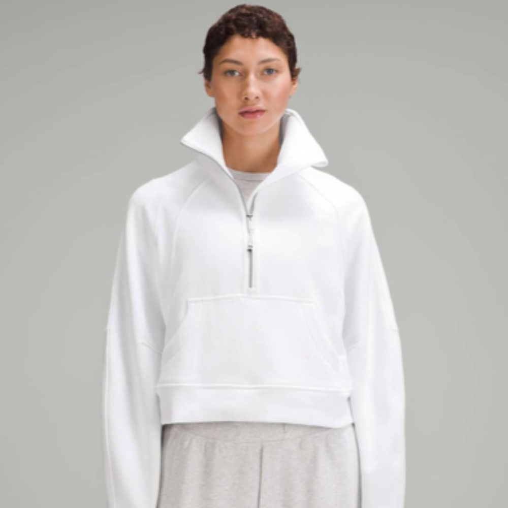 NWOT White Lululemon Scuba Oversized Funnel-Neck Half Zip